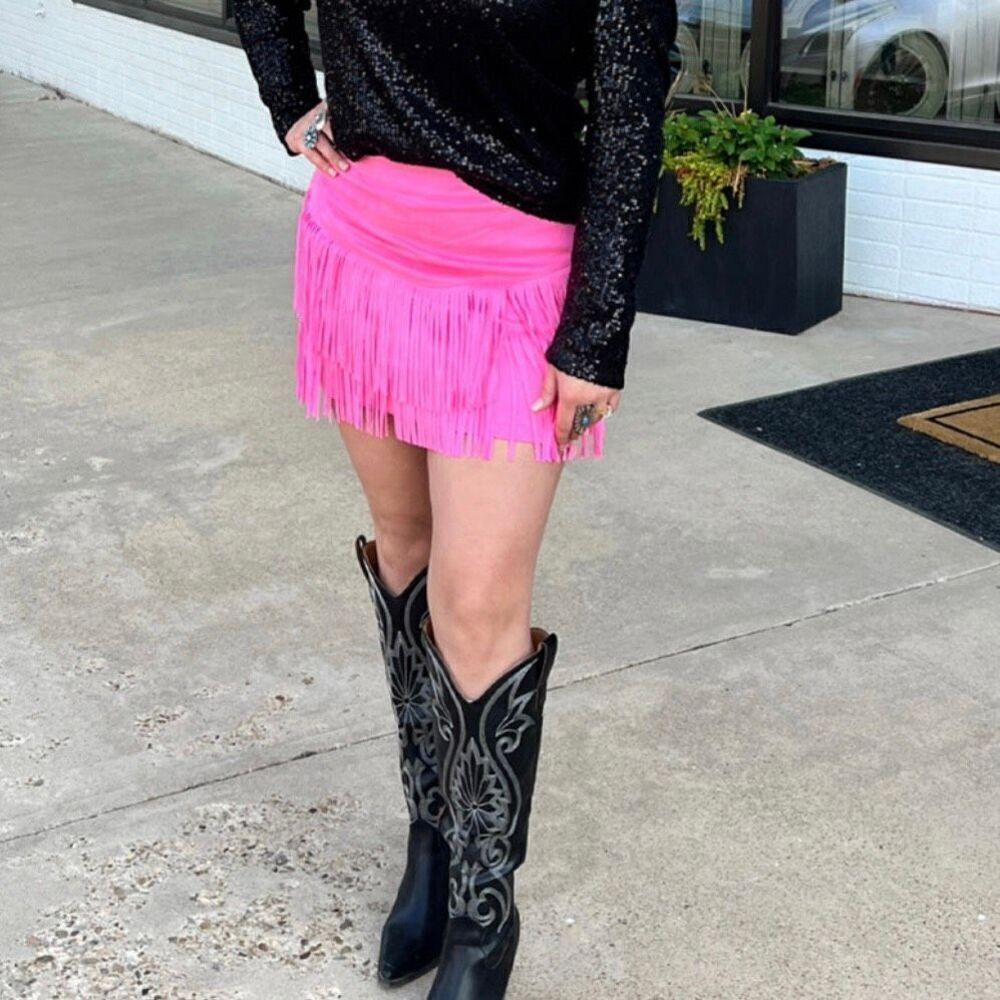 Fort Worth Womens Fringe Western Skirt Pink Size New - Picture 9 of 12
